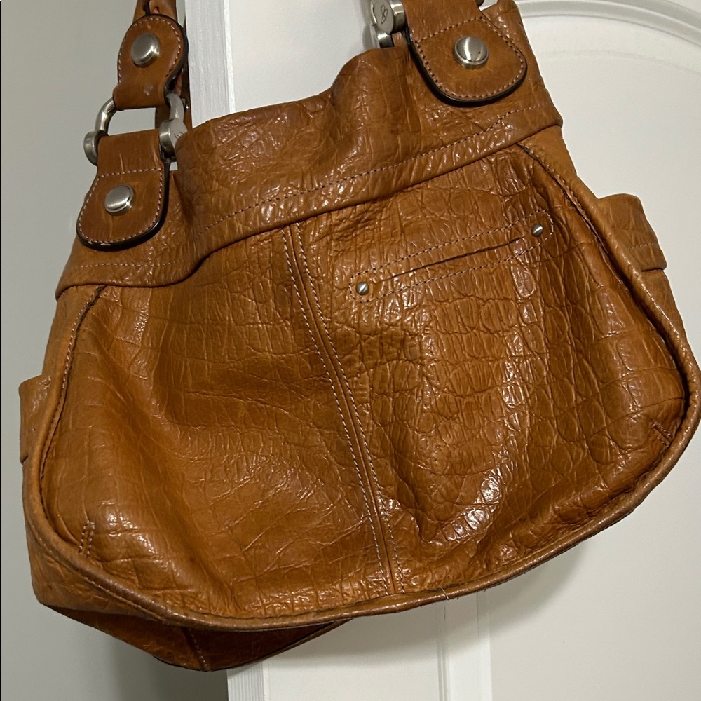 B. Makowsky Caramel Leather Shoulder Bag